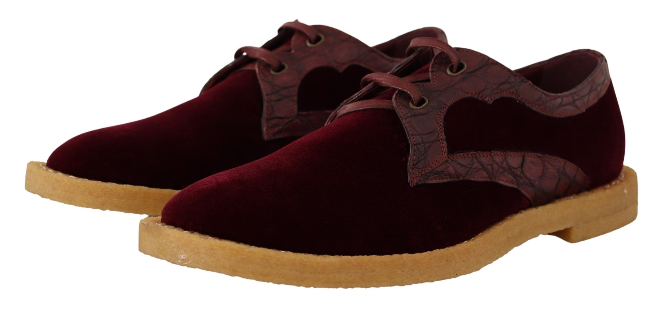 Dolce & Gabbana Dolce & Gabbana Bordeaux Velvet Exotic Leather Men's Shoes