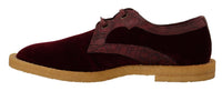 Dolce & Gabbana Dolce & Gabbana Bordeaux Velvet Exotic Leather Men's Shoes