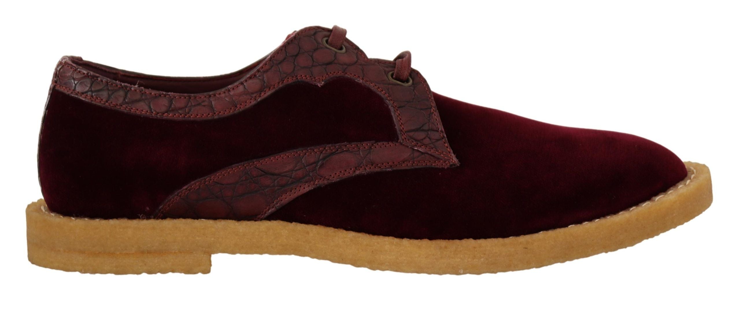 Dolce & Gabbana Dolce & Gabbana Bordeaux Velvet Exotic Leather Men's Shoes