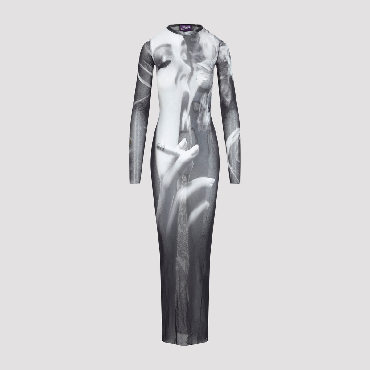 Jean Paul Gaultier Printed Smoking Woman Mesh Long Dress Women