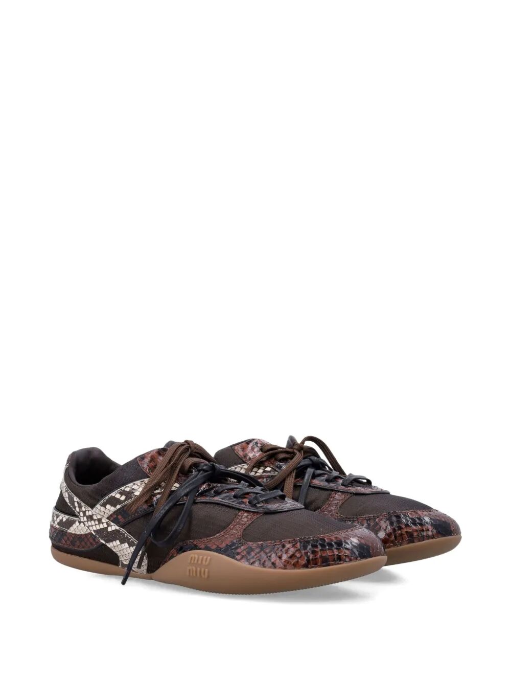 MIUMIU Gymnasium Technical Fabric And Python-Print Ayers Leather Sneakers Women