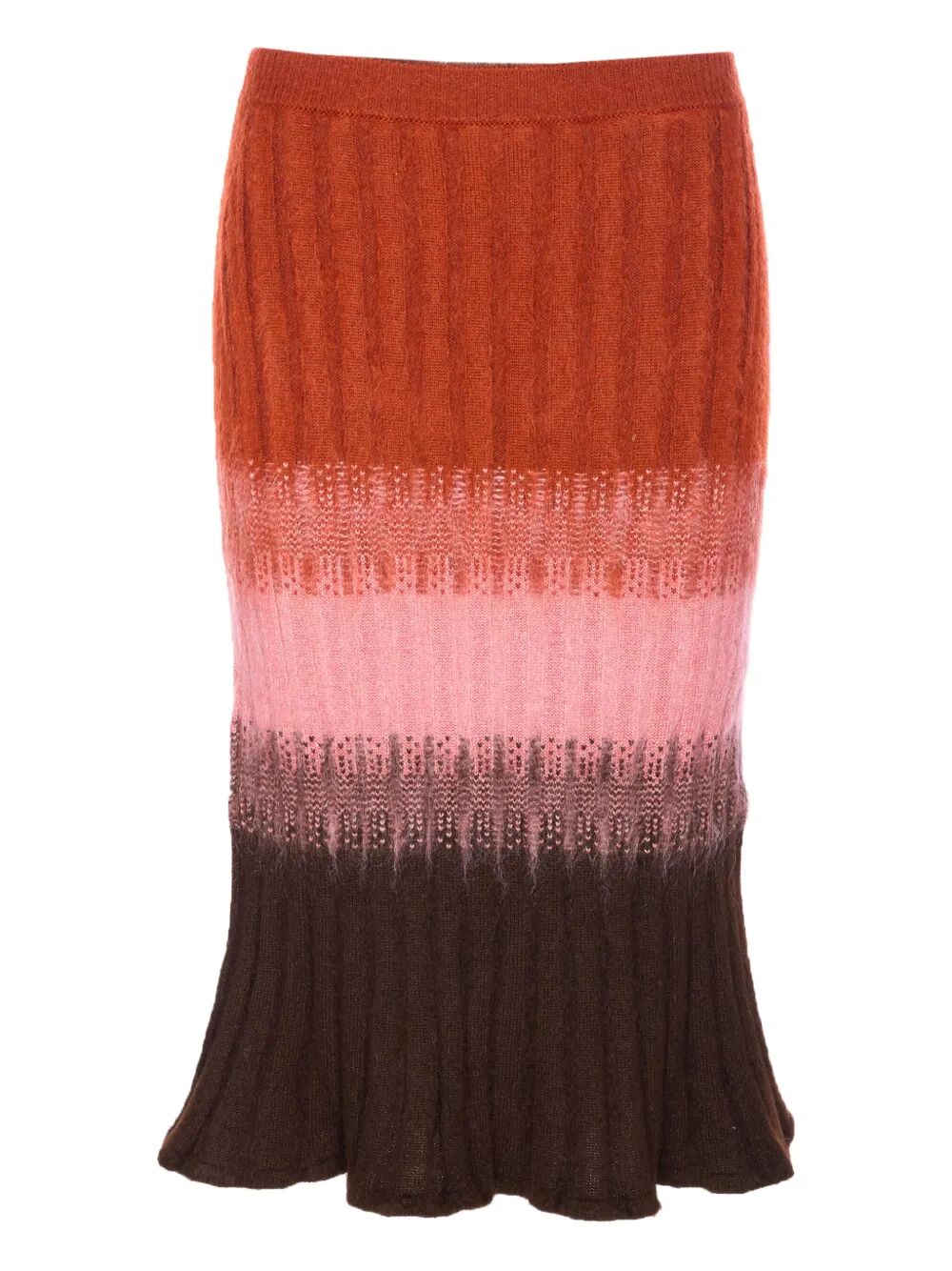 FENDI Gradient Mohair And Wool High-Waisted Midi Skirt Women