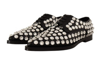 Dolce & Gabbana Dolce & Gabbana Black Leather Crystals Lace Up Formal Women's Shoes