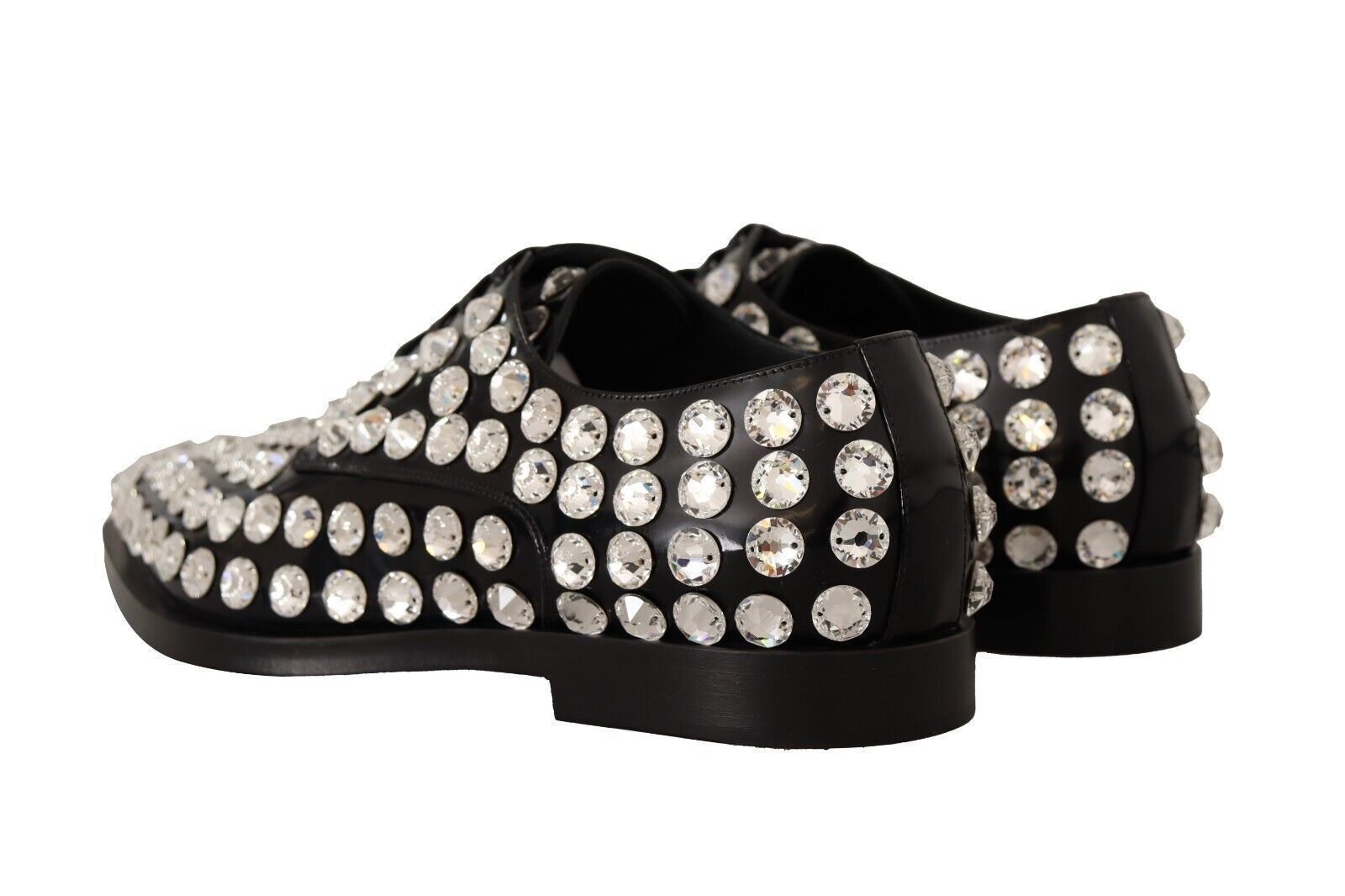 Dolce & Gabbana Dolce & Gabbana Black Leather Crystals Lace Up Formal Women's Shoes