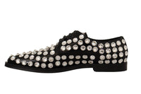 Dolce & Gabbana Dolce & Gabbana Black Leather Crystals Lace Up Formal Women's Shoes
