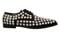 Dolce & Gabbana Dolce & Gabbana Black Leather Crystals Lace Up Formal Women's Shoes