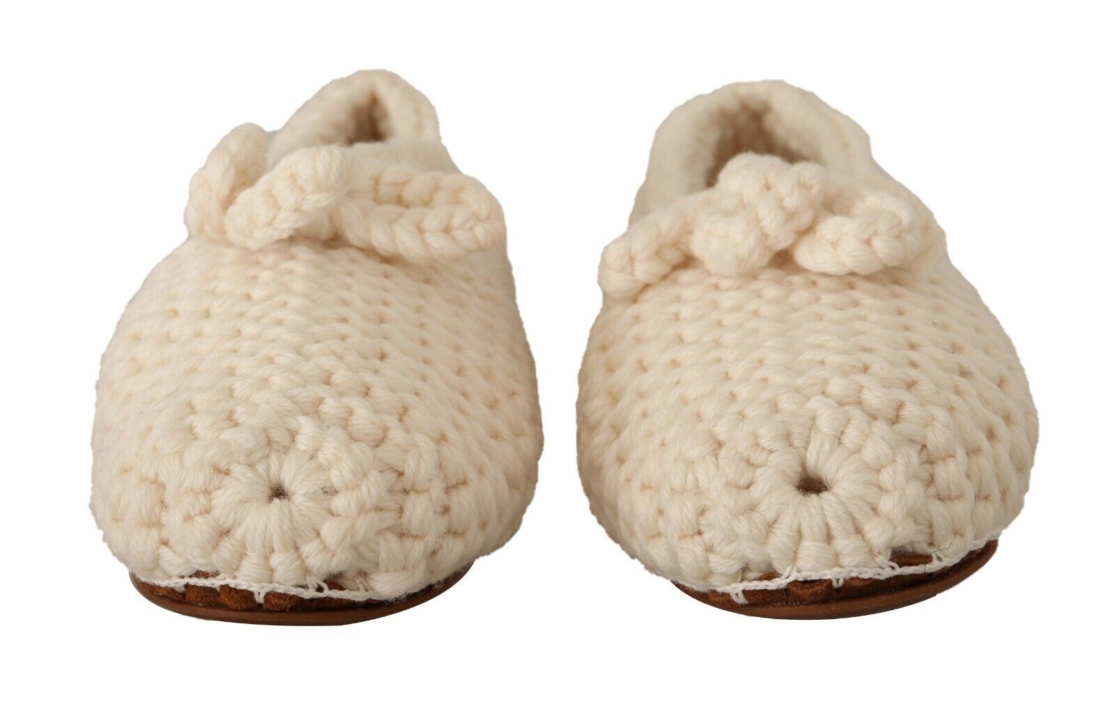 Dolce & Gabbana Dolce & Gabbana White Slip On Ballerina Flats Wool Knit Women's Shoes