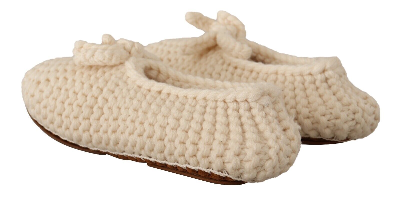 Dolce & Gabbana Dolce & Gabbana White Slip On Ballerina Flats Wool Knit Women's Shoes