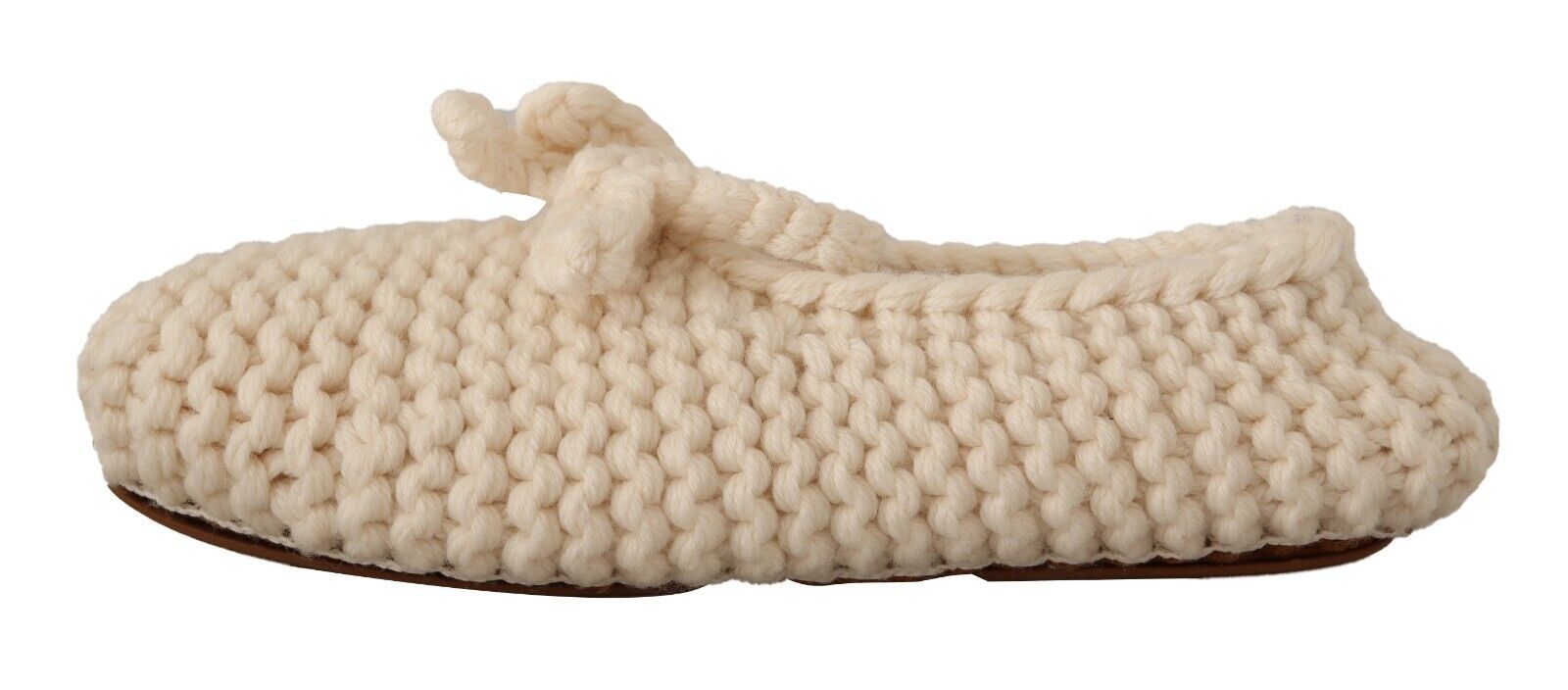 Dolce & Gabbana Dolce & Gabbana White Slip On Ballerina Flats Wool Knit Women's Shoes
