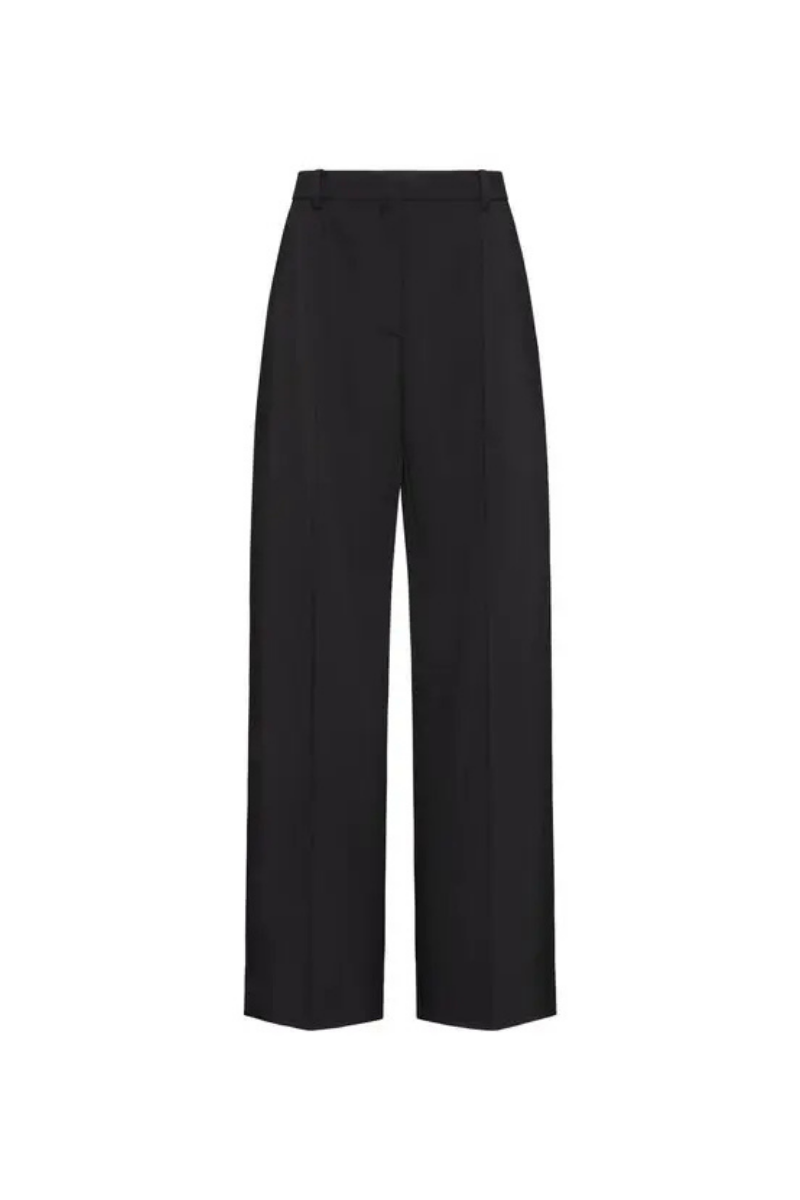 Valentino Garavani Valentino Garavani Virgin Wool Wide-Leg Tailored Trousers In Black