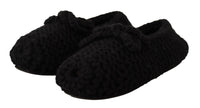 Dolce & Gabbana Dolce & Gabbana Black Slip On Ballerina Flats Wool Knit Women's Shoes