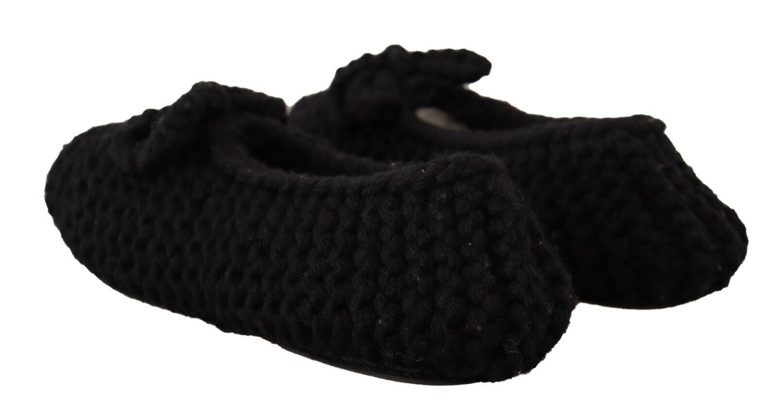 Dolce & Gabbana Dolce & Gabbana Black Slip On Ballerina Flats Wool Knit Women's Shoes