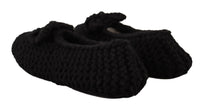 Dolce & Gabbana Dolce & Gabbana Black Slip On Ballerina Flats Wool Knit Women's Shoes