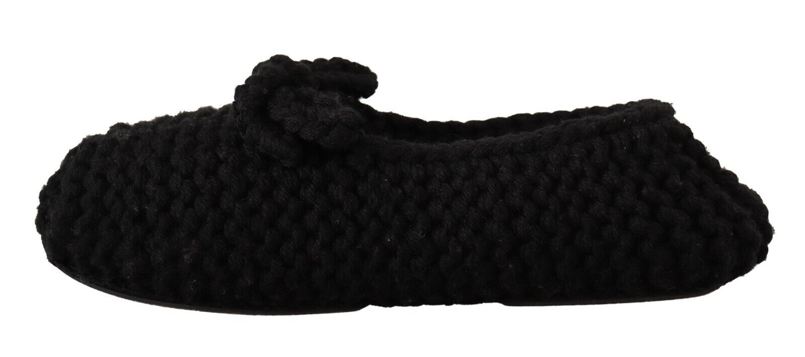 Dolce & Gabbana Dolce & Gabbana Black Slip On Ballerina Flats Wool Knit Women's Shoes