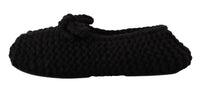 Dolce & Gabbana Dolce & Gabbana Black Slip On Ballerina Flats Wool Knit Women's Shoes