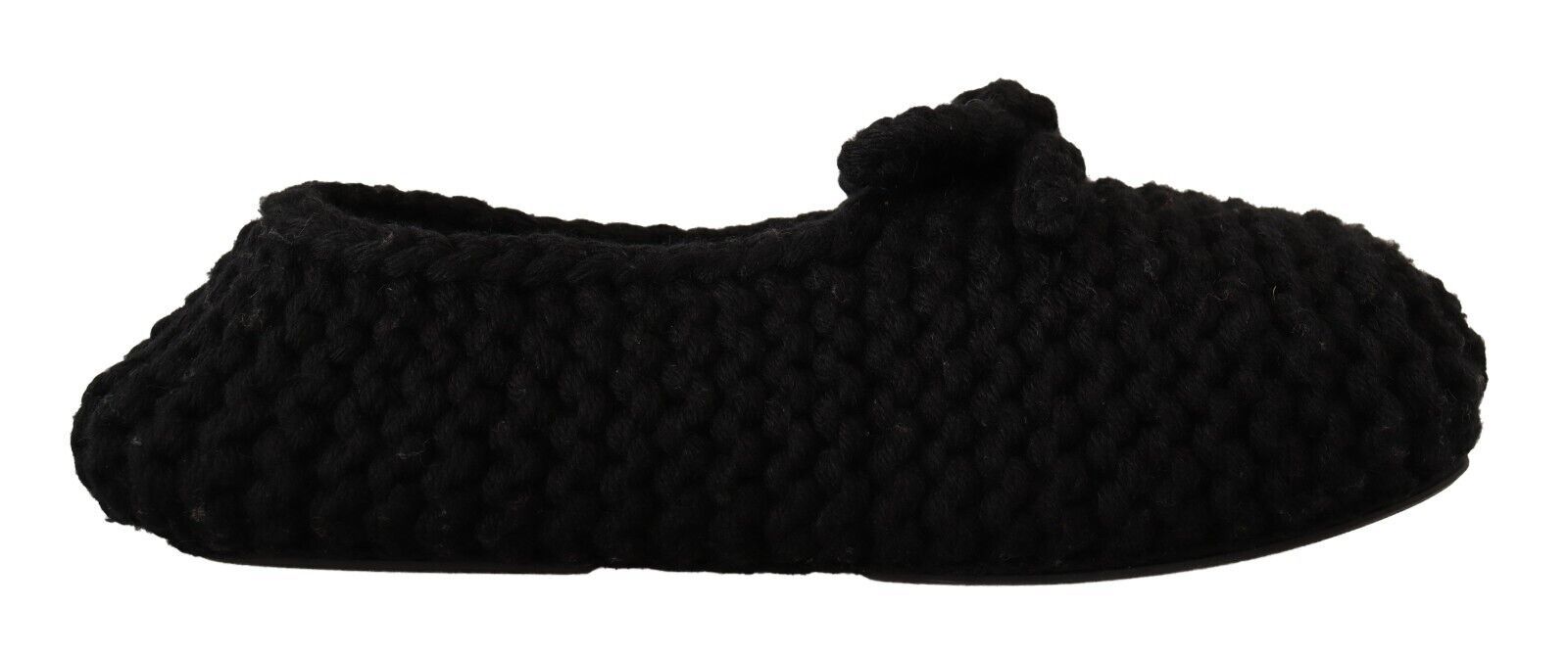 Dolce & Gabbana Dolce & Gabbana Black Slip On Ballerina Flats Wool Knit Women's Shoes