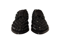 Dolce & Gabbana Dolce & Gabbana Black Lace Up Studded Formal Flats Women's Shoes
