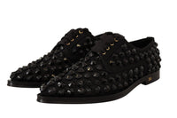 Dolce & Gabbana Dolce & Gabbana Black Lace Up Studded Formal Flats Women's Shoes