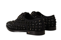 Dolce & Gabbana Dolce & Gabbana Black Lace Up Studded Formal Flats Women's Shoes