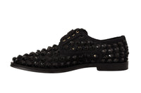 Dolce & Gabbana Dolce & Gabbana Black Lace Up Studded Formal Flats Women's Shoes