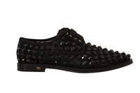 Dolce & Gabbana Dolce & Gabbana Black Lace Up Studded Formal Flats Women's Shoes