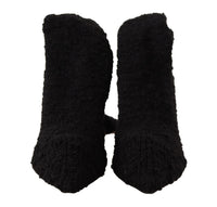 Dolce & Gabbana Black Stretch Socks Knee High Booties Women's Shoes