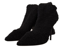 Dolce & Gabbana Black Stretch Socks Knee High Booties Women's Shoes