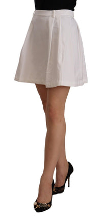 Ermanno Scervino White High Waist A-line Mini Cotton Women's Skirt