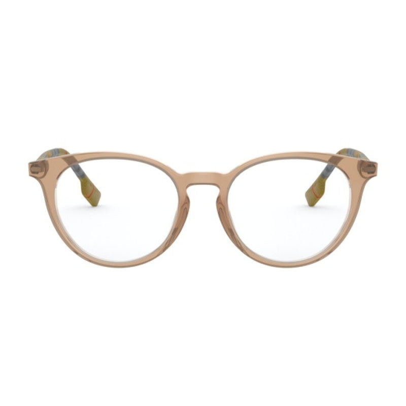Burberry Burberry Eyeglasses Oval Full Rim, Transparent Brown Frame and Clear Demo Lenses Lens BE23183856