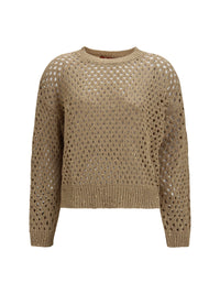 Max Mara Studio Women Open Knit Cotton Sweater With Sequins