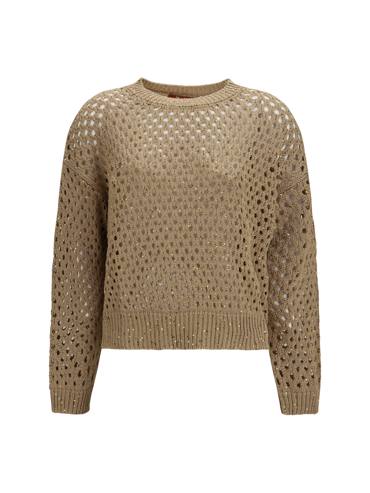 Max Mara Studio Women Open Knit Cotton Sweater With Sequins