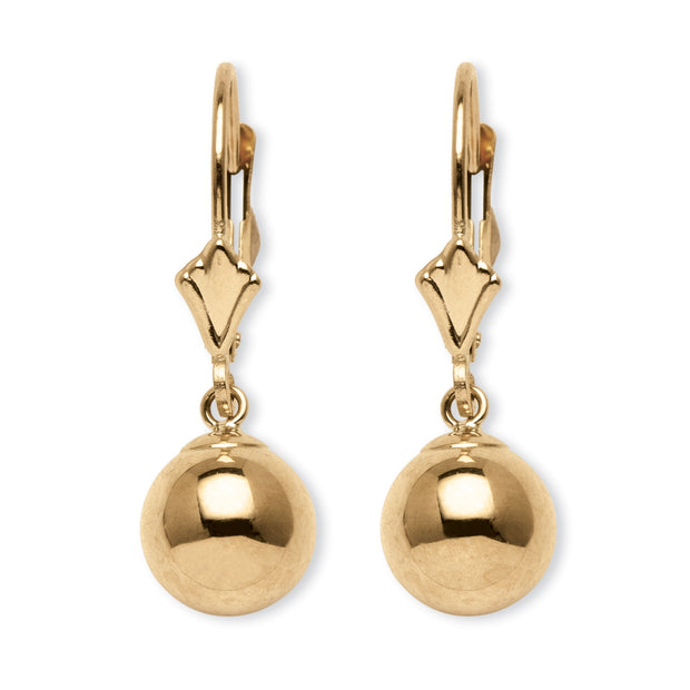 PalmBeach Jewelry 14K Yellow Gold Ball Drop Earrings (23x7.5mm)