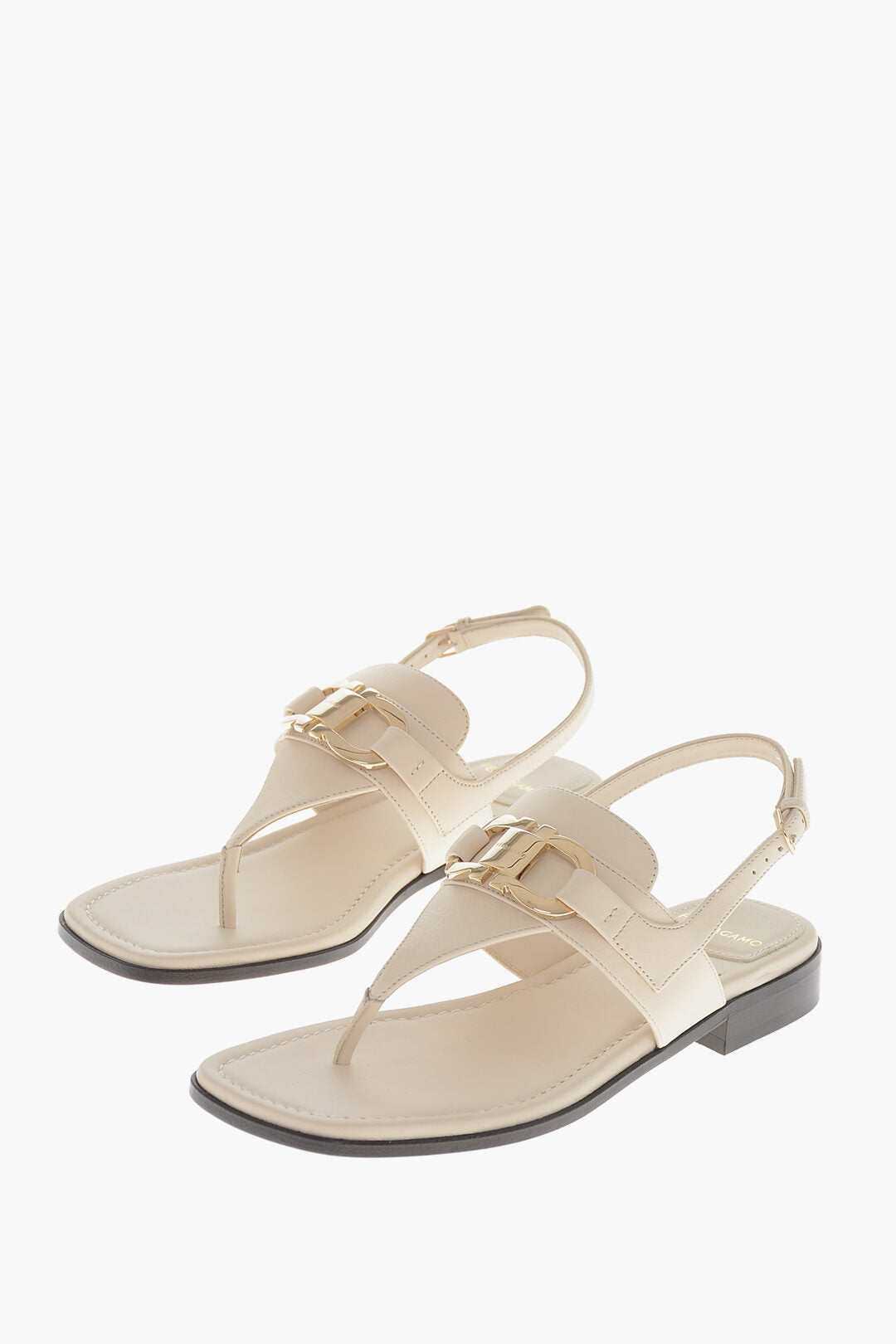 Ferragamo Gancini-Buckle Leather Sandals