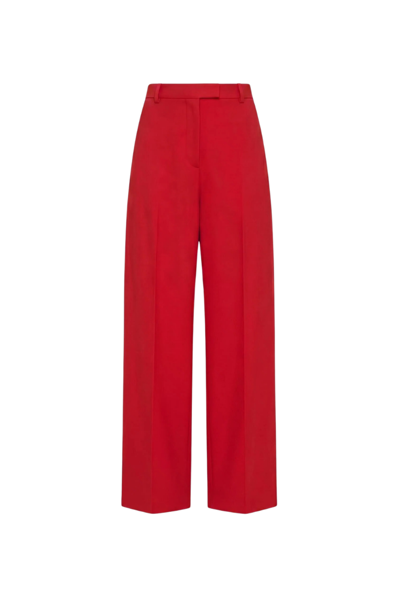 Valentino Garavani Valentino Garavani Virgin Wool Wide-Leg Tailored Trousers In Rosso