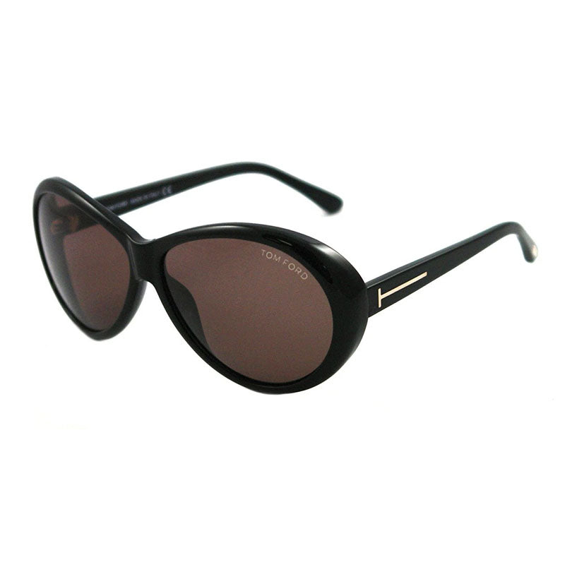 Tom Ford Sunglasses Oval Full Rim, Black Frame and Brown Lens TF020201J