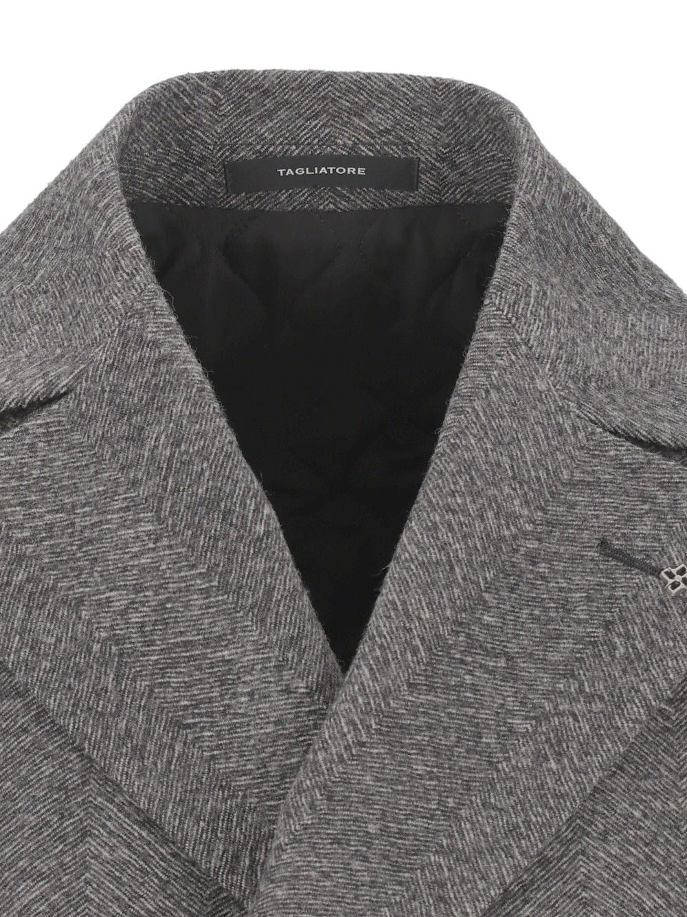 Tagliatore Men Double-Breasted Herringbone Coat