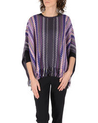 Missoni Women's Purple Zigzag Knit Sweater with Fringe