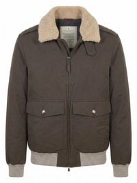 Brunello Cucinelli Men Waxed Techno Cotton Bomber Jacket