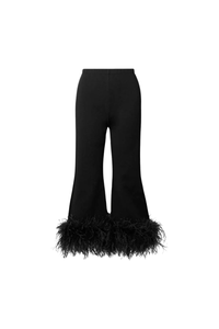 Valentino Garavani Valentino Women???¡¥S Cropped Feather-Trimmed Knitted Flared Pants Nero 4B3Kf01N8F0_0No