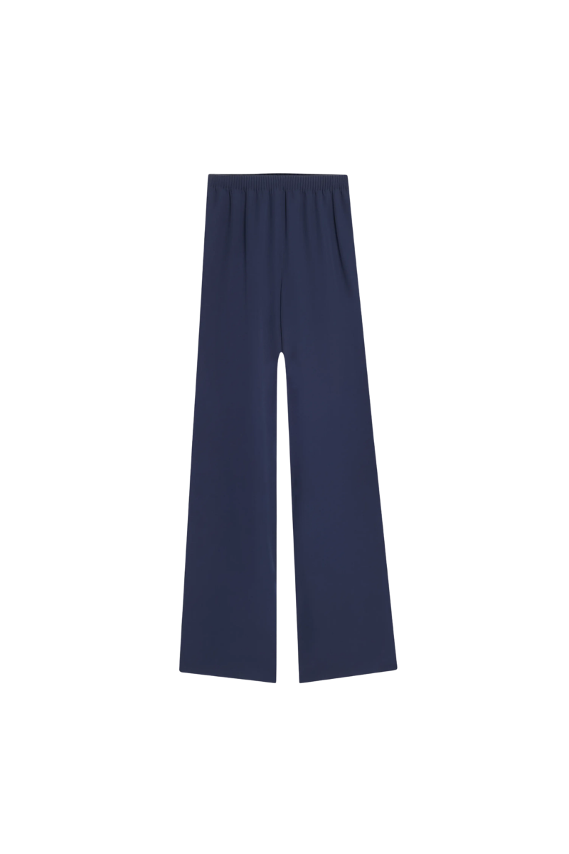 Valentino Garavani Valentino Garavani Silk Wide-Leg Pants In Navy