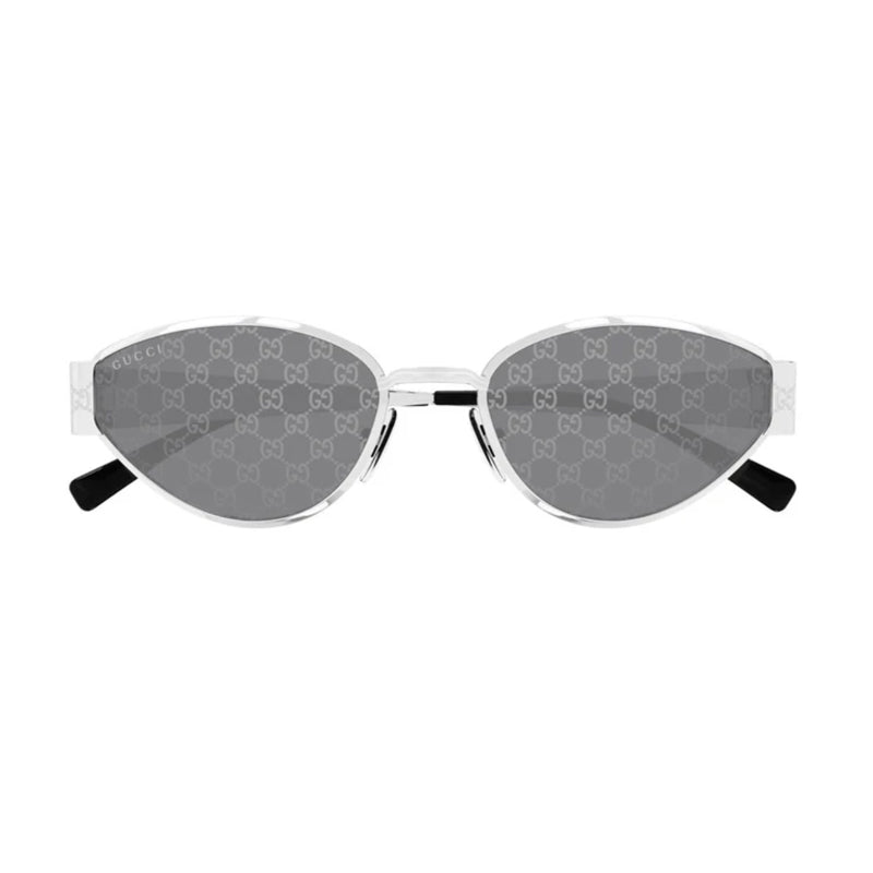 Gucci Sunglasses Oval Full Rim, Gold Frame and Grey Lens GG1853S001
