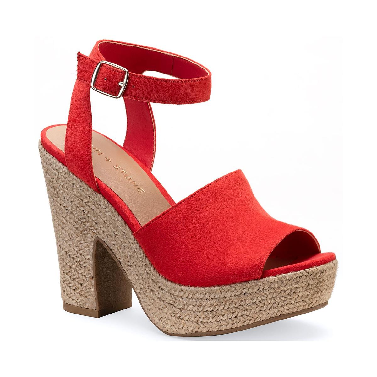 Fey Womens Buckle Block Heel Platform Sandals
