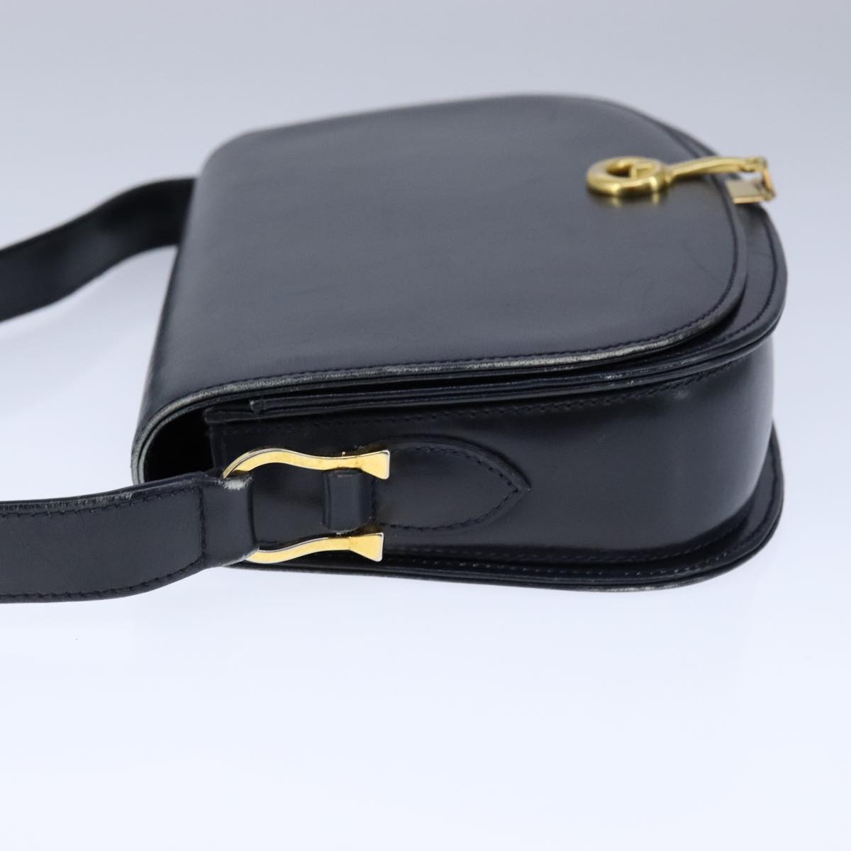 Gucci Horsebit Navy Leather Shoulder Bag (Pre-Owned)