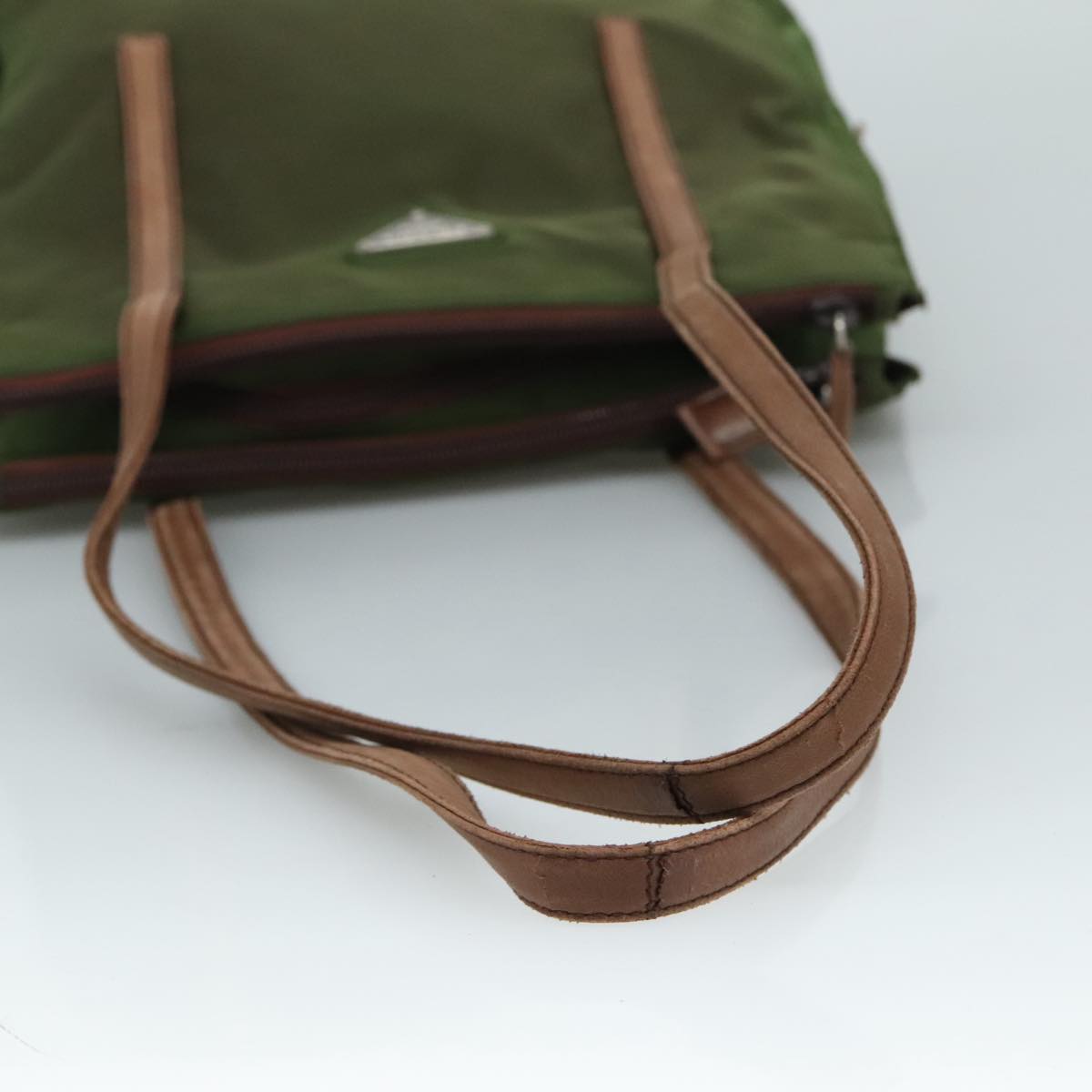 Prada Re-Nylon Khaki Synthetic Shoulder Bag (Pre-Owned)