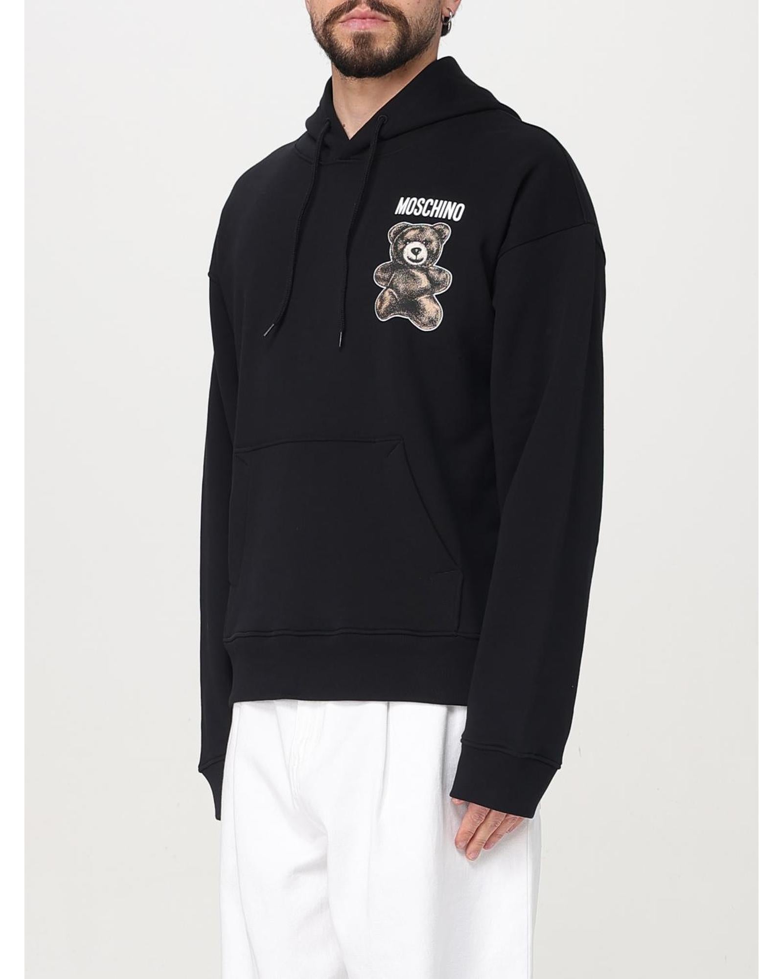 Moschino Couture Teddy Bear Hoodie Relaxed Fit Men Black Sweatshirts & Hoodies