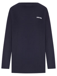 Miu Miu Women Logo-Patch Ribbed-Knit Sweater