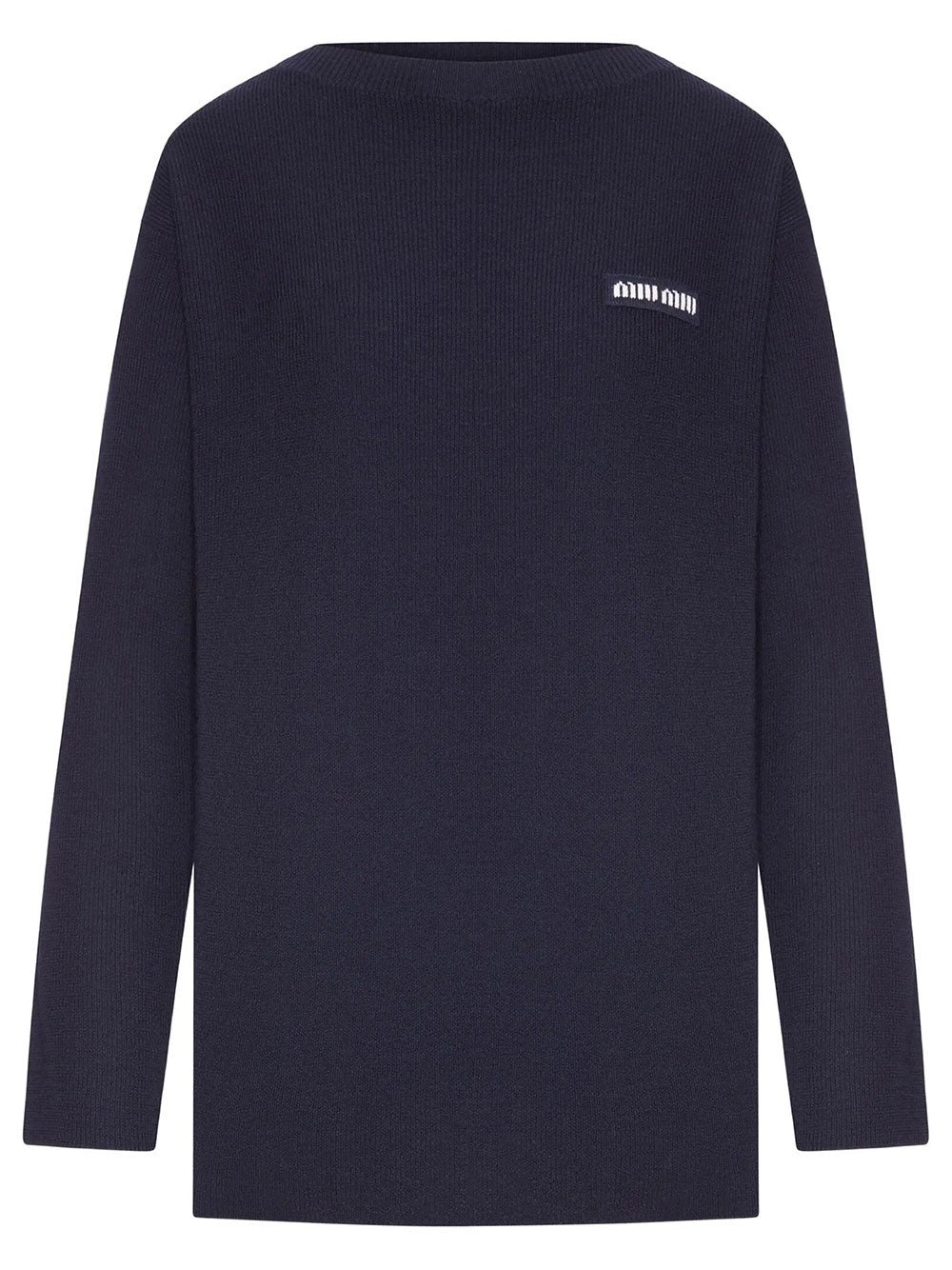 MIUMIU Logo-Patch Ribbed-Knit Sweater Women