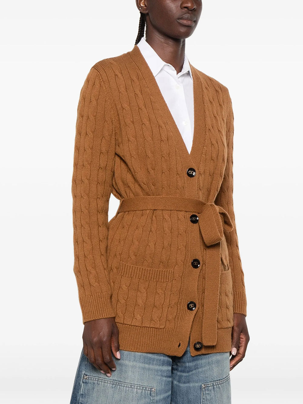 VALENTINO GARAVANI Valentino Garavani Women Cable-Knit Belted Cashmere Cardigan