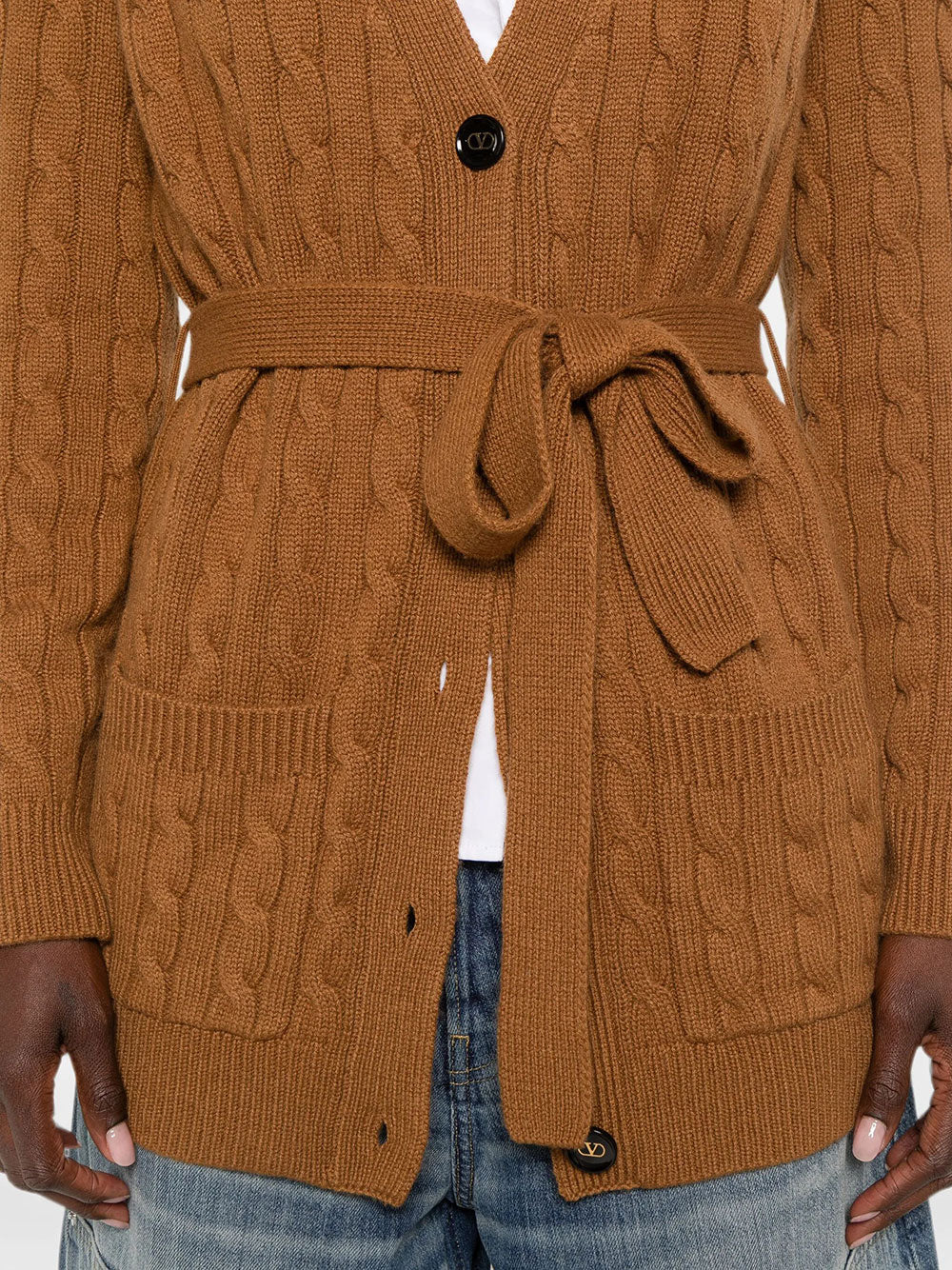 VALENTINO GARAVANI Valentino Garavani Women Cable-Knit Belted Cashmere Cardigan