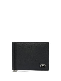 VALENTINO GARAVANI Vlogo Grained Leather Bi-Fold Card Holder With Money Clip Women